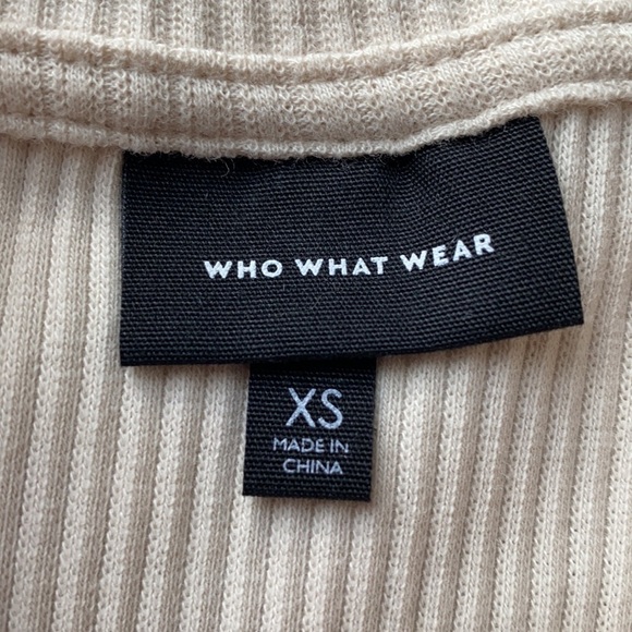 WHO WHAT WHERE Cutie Cream Color Balloon Sleeve Ribbed Top Size Extra Small XS - Picture 7 of 8